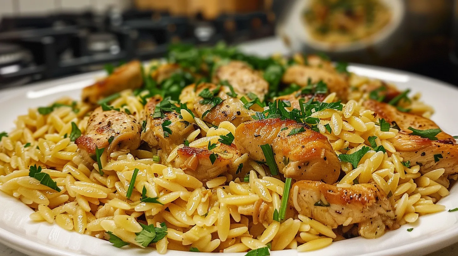 The Ultimate One Pot Smoky Garlic Butter Parmesan Chicken Orzo