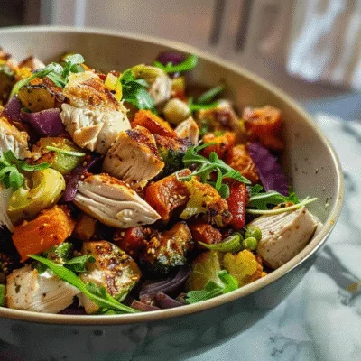 Roasted Veggie and Chicken Glow Bowl
