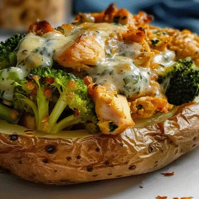 Savory Loaded Baked Potato with Chicken and Broccoli