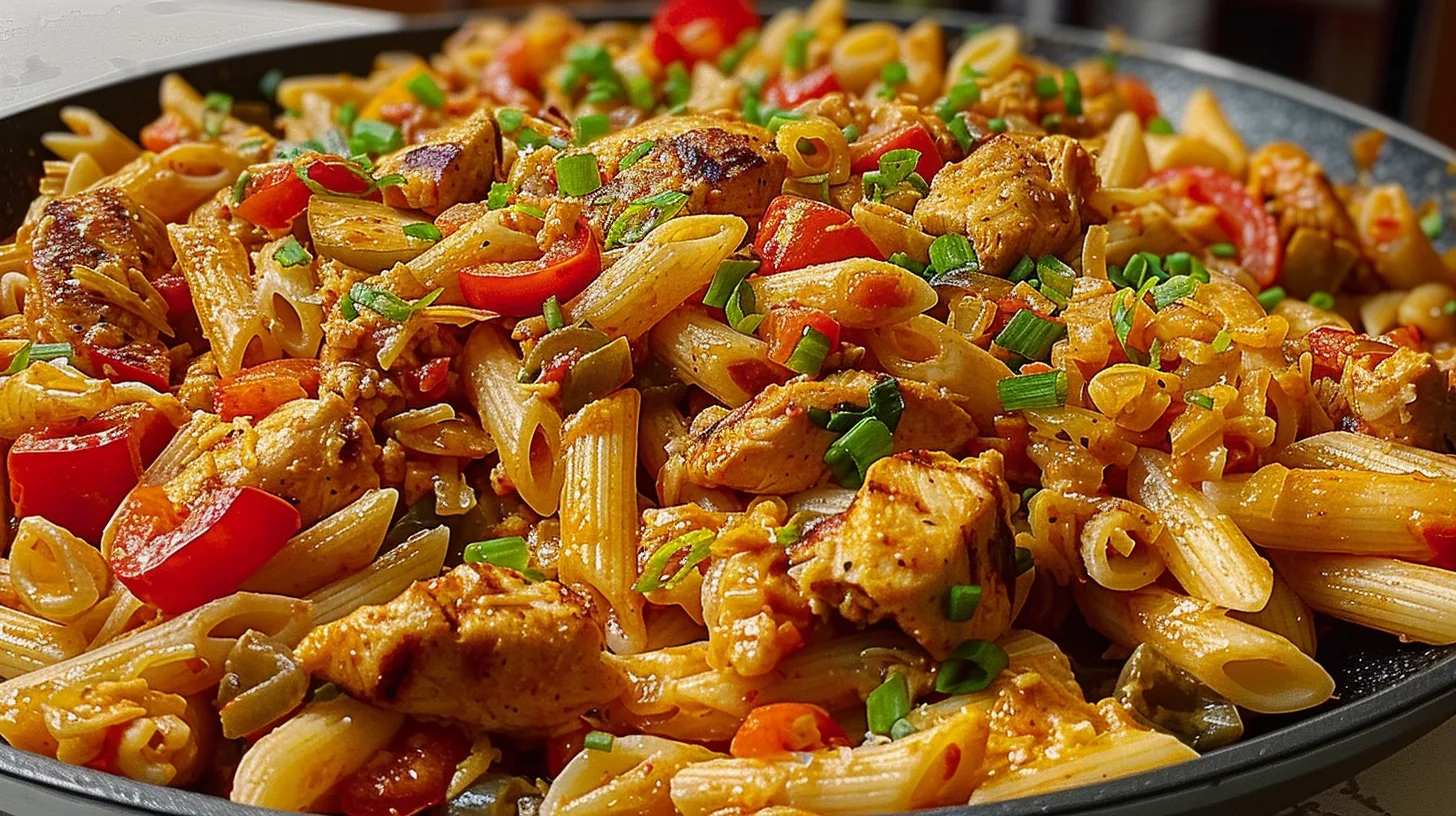 The Ultimate Spicy Cajun Pepper Jack Chicken Pasta Skillet