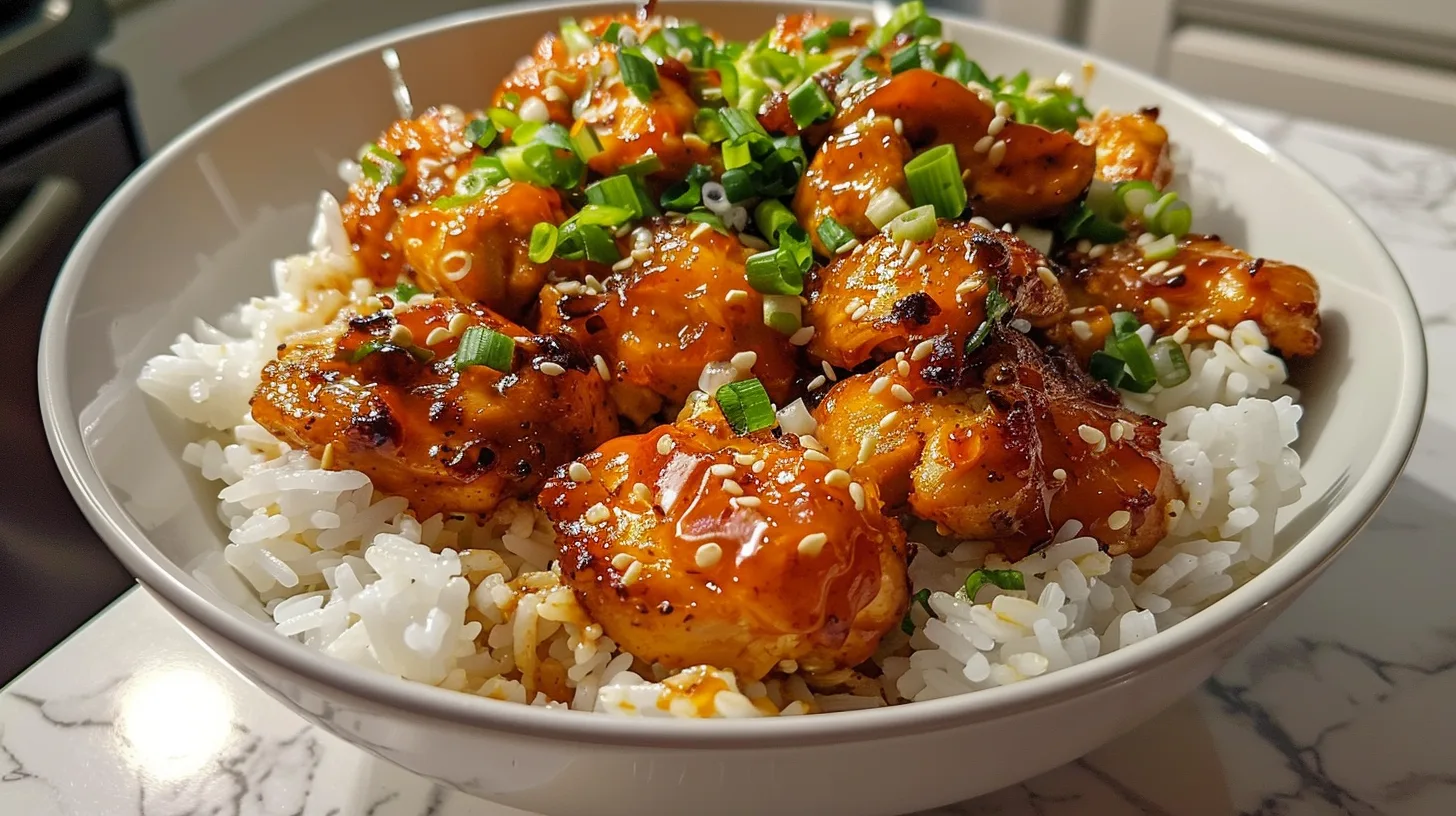 The Ultimate Sticky Bold Honey Buffalo Garlic Butter Chicken Rice