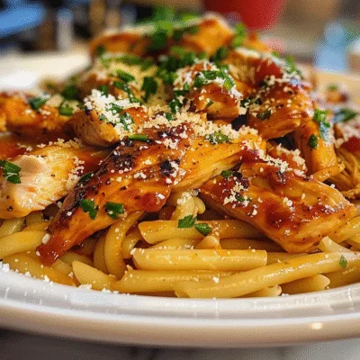 Sticky Garlic Butter BBQ Chicken Pasta