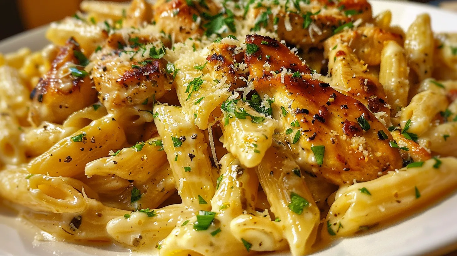 The Ultimate Sticky Garlic Butter Honey Parmesan Chicken Penne