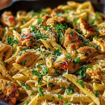 Sticky Garlic Parmesan Chicken Skillet Pasta