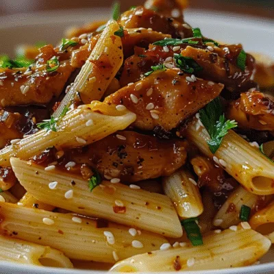 Sticky Honey Chili Garlic Butter Chicken Penne