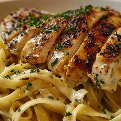 Sticky Sweet Garlic Chicken Alfredo