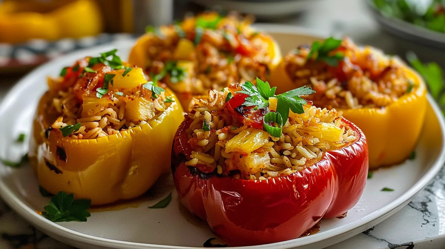The Ultimate Teriyaki Pineapple Chicken Rice Stuffed Peppers