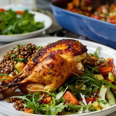 Weekend Roast Chicken and Lentil Salad