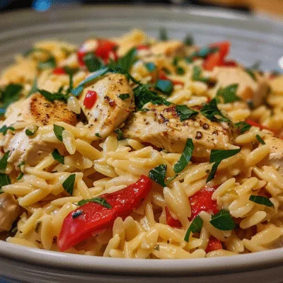 Creamy Cajun Garlic Butter Chicken Orzo