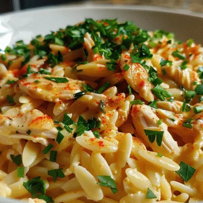 Creamy Smoky Buffalo White Cheddar Chicken Orzo