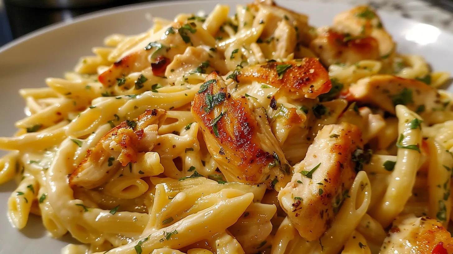 The Ultimate One Pan Bold Garlic Butter White Cheddar Chicken Pasta