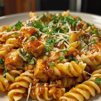 One Pan Smoky Honey BBQ Chicken Cheddar Pasta