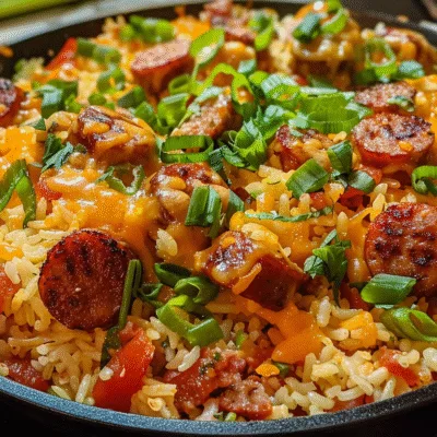 One Pan Spicy Buffalo Chicken and Sausage Rice