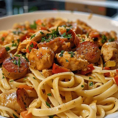 Spicy Cajun Sausage & Chicken Linguine