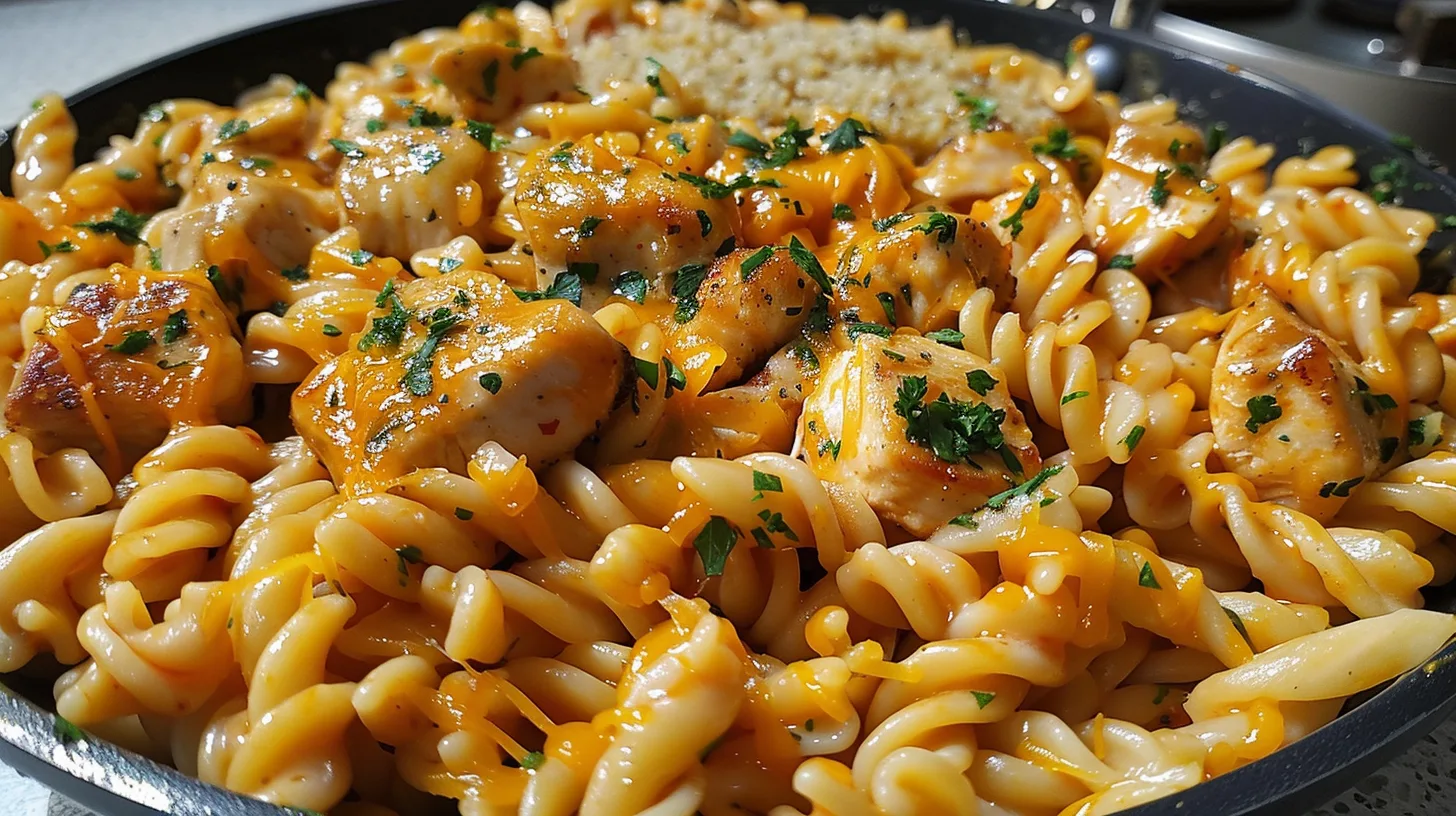 The Ultimate Sticky Bold Garlic Butter Cheddar Chicken Pasta