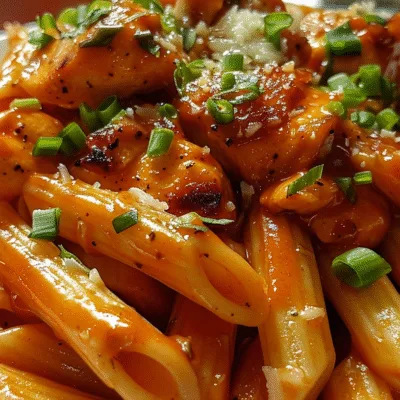 Sticky Buffalo Honey Garlic Chicken Penne