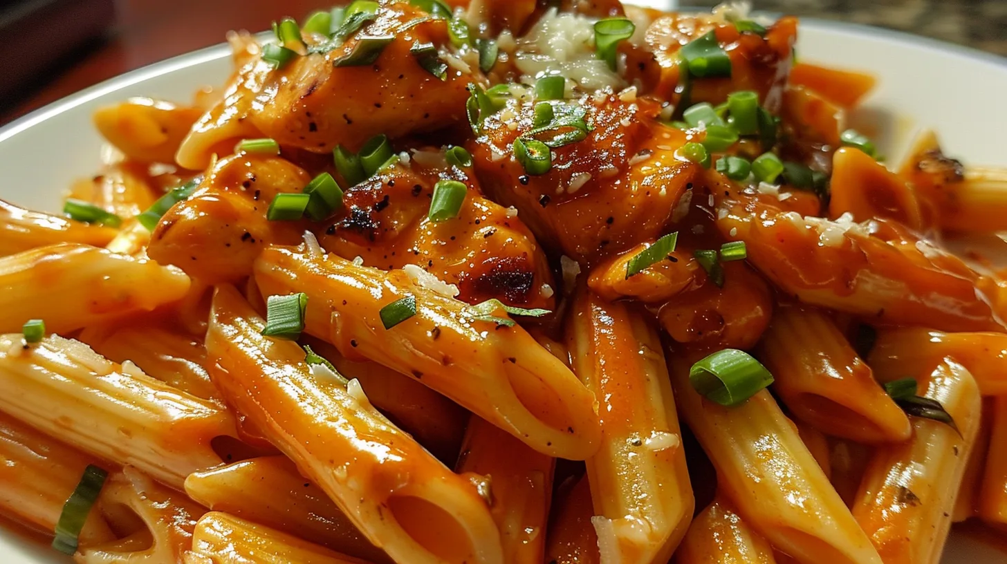 The Ultimate Sticky Buffalo Honey Garlic Chicken Penne Recipe
