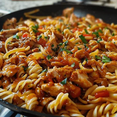 Sticky Honey BBQ Chicken Pasta Skillet