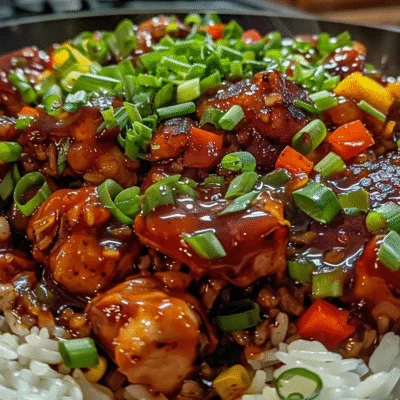 Sticky Honey BBQ Chicken Rice Skillet