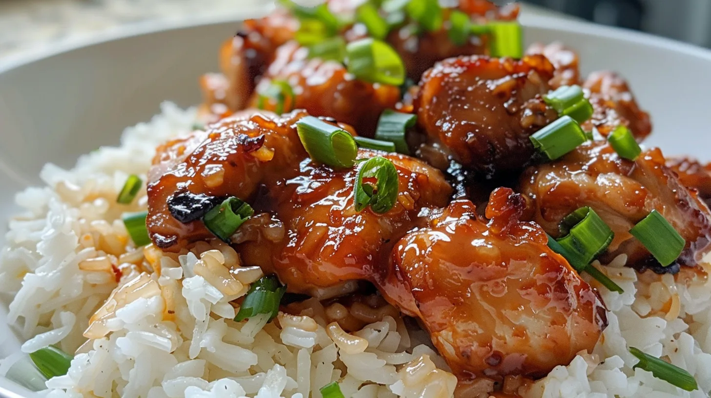 The Ultimate Sticky Honey Garlic Buffalo Chicken Rice You’ll Crave