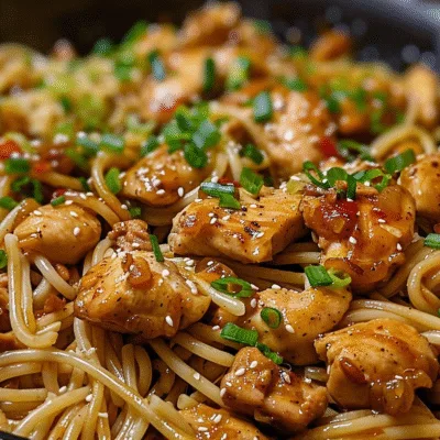 Sticky Honey Garlic Chicken Pasta Skillet