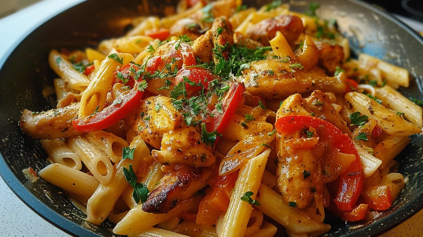 The Ultimate Sticky Spicy Cajun Butter Chicken Pasta Skillet