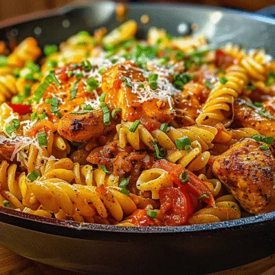 Sticky Sweet BBQ Cajun Garlic Butter Chicken Pasta Skillet