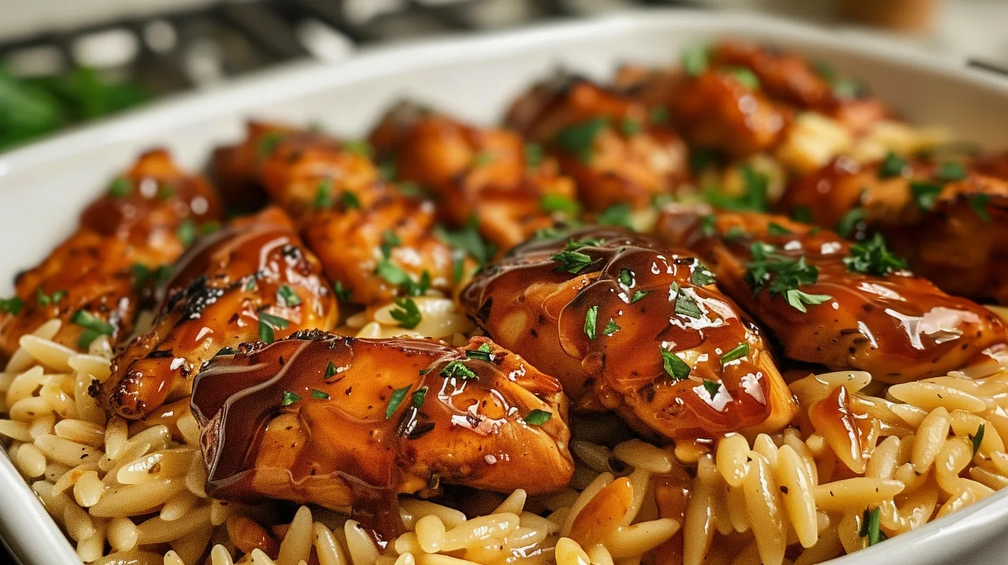 The Ultimate Sticky Sweet Honey BBQ Chicken Orzo You’ll Crave